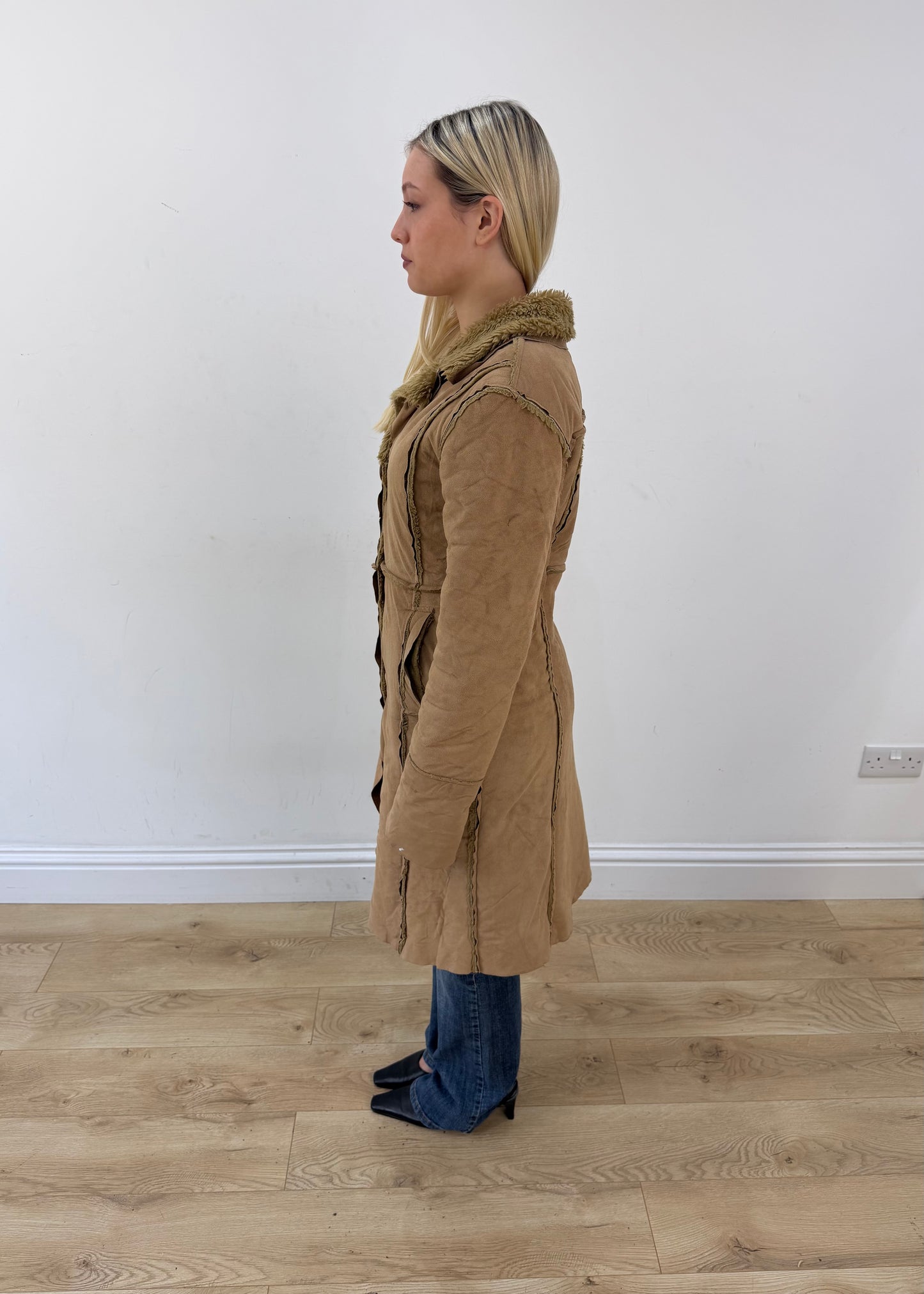 medium tan tally weijl corduroy long coat 5