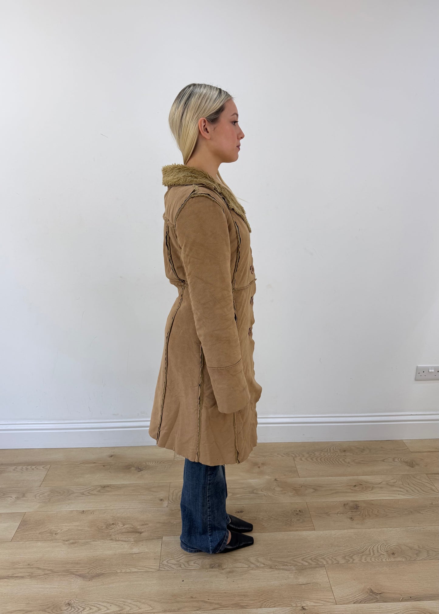 medium tan tally weijl corduroy long coat 6
