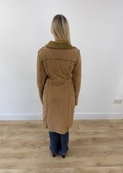 medium tan tally weijl corduroy long coat 7