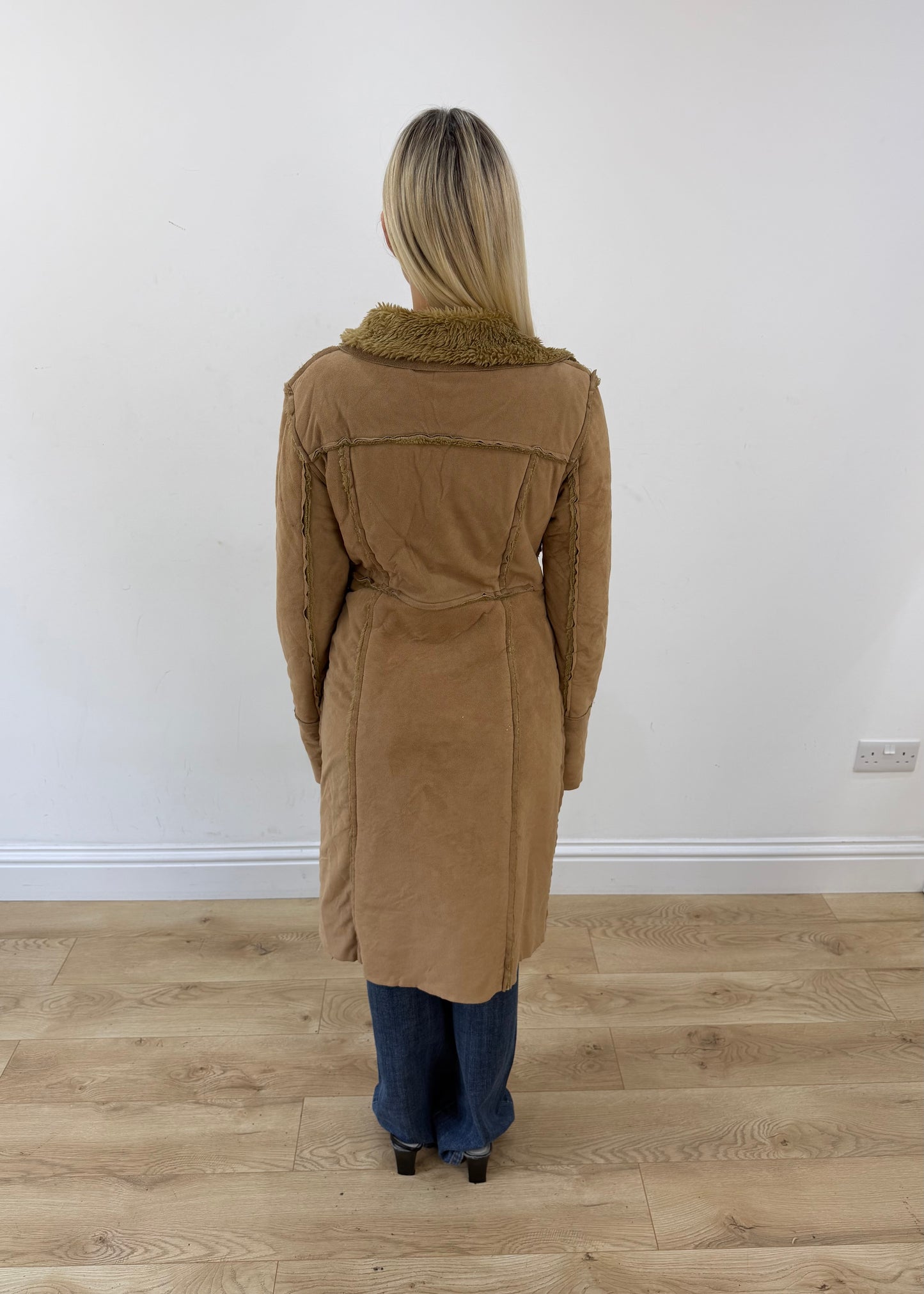 medium tan tally weijl corduroy long coat 7