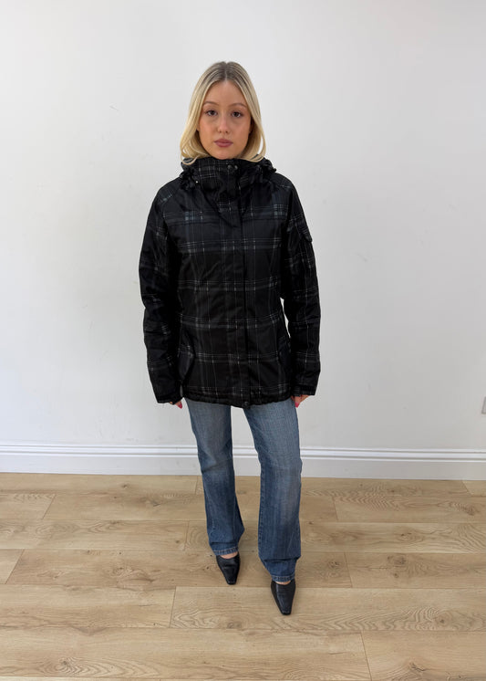 small black fishbone plaid hooded jacket 1