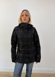 small black fishbone plaid hooded jacket 3