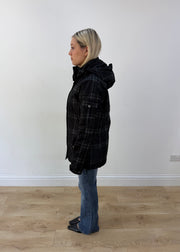 small black fishbone plaid hooded jacket 5