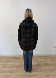 small black fishbone plaid hooded jacket 7