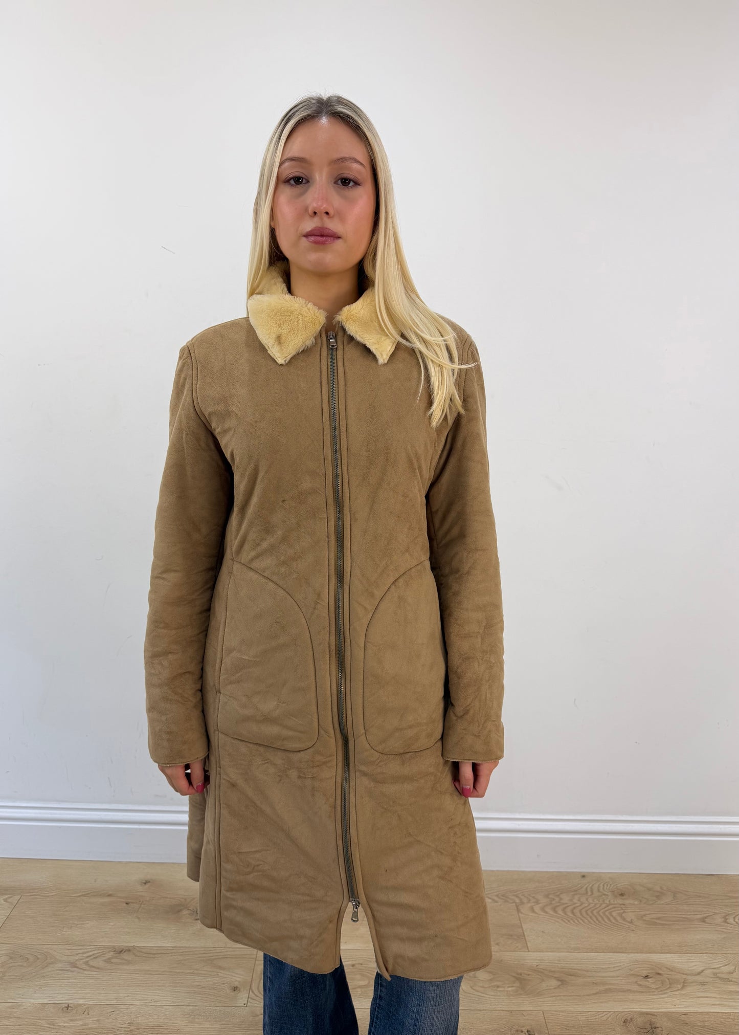 medium tan benetton corduroy coat 3