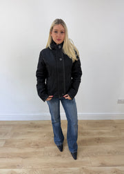medium black hooded fitted jacket 1
