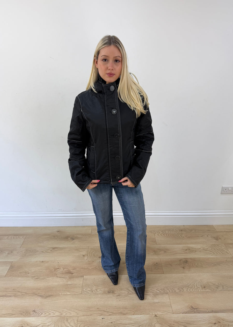 medium black hooded fitted jacket 1