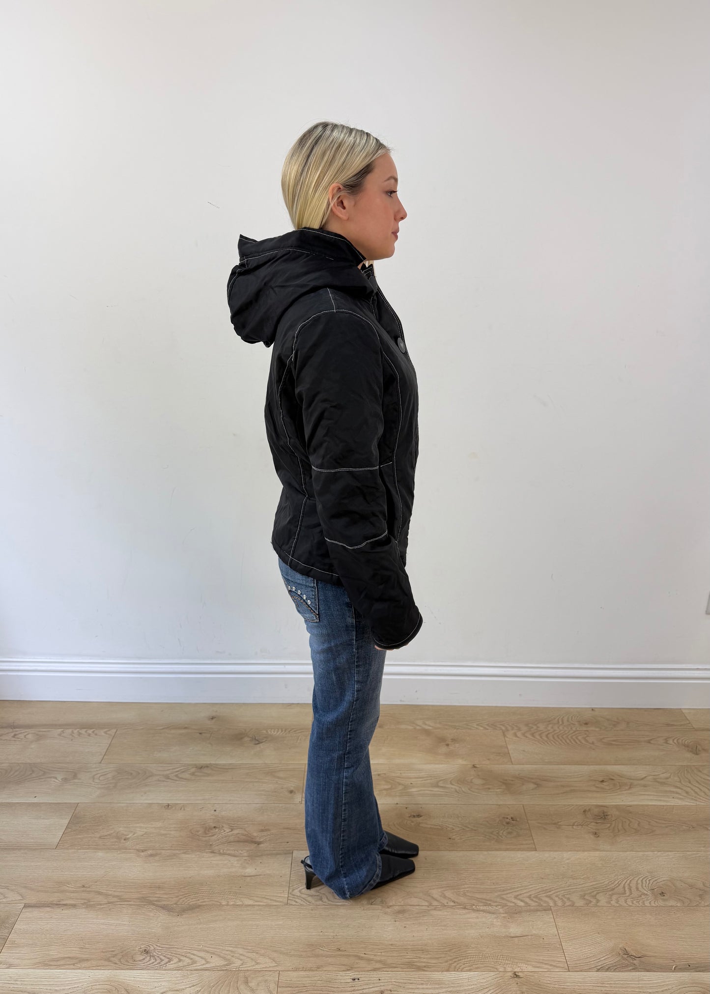 medium black hooded fitted jacket 6