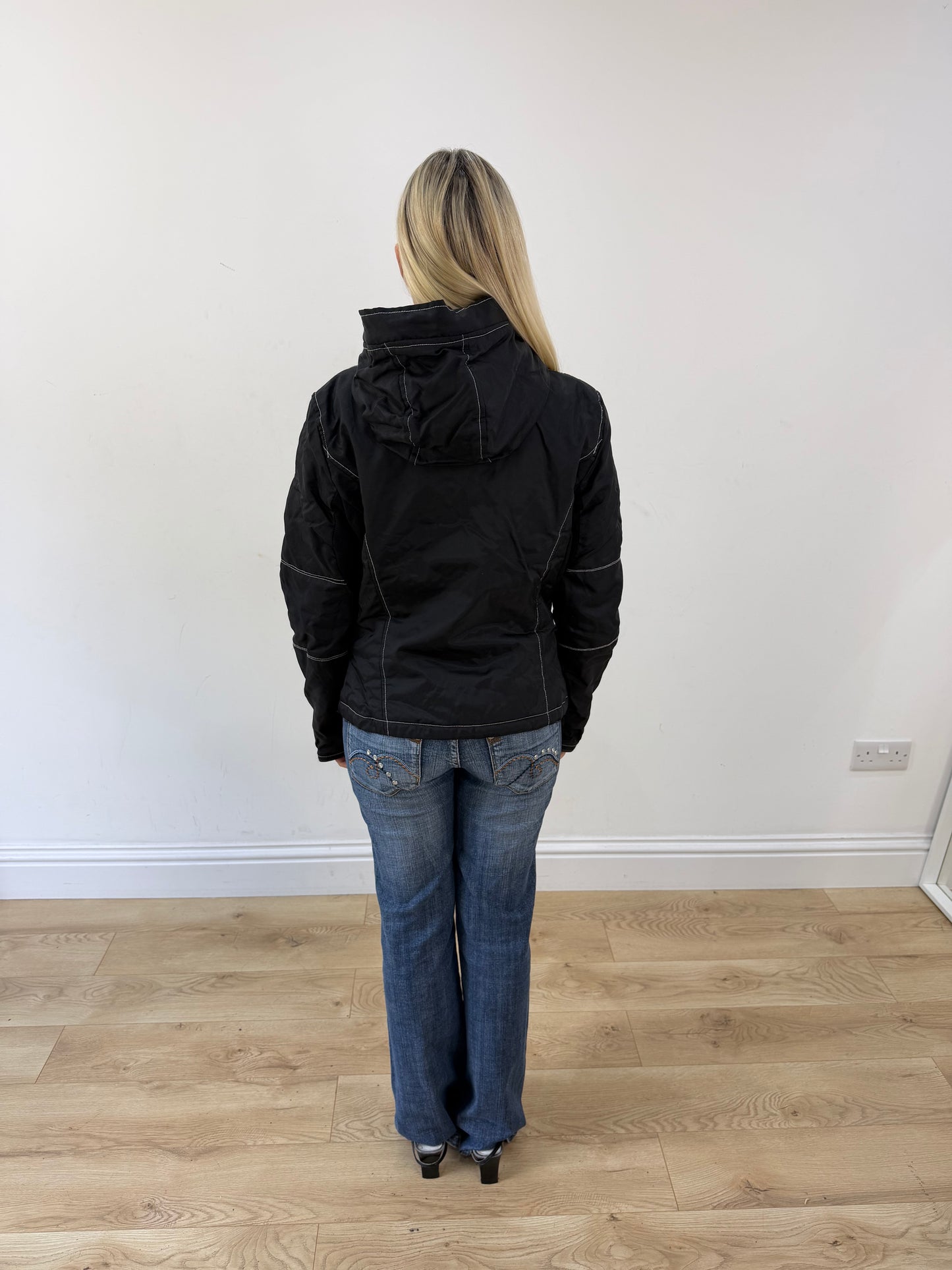 medium black hooded fitted jacket 7