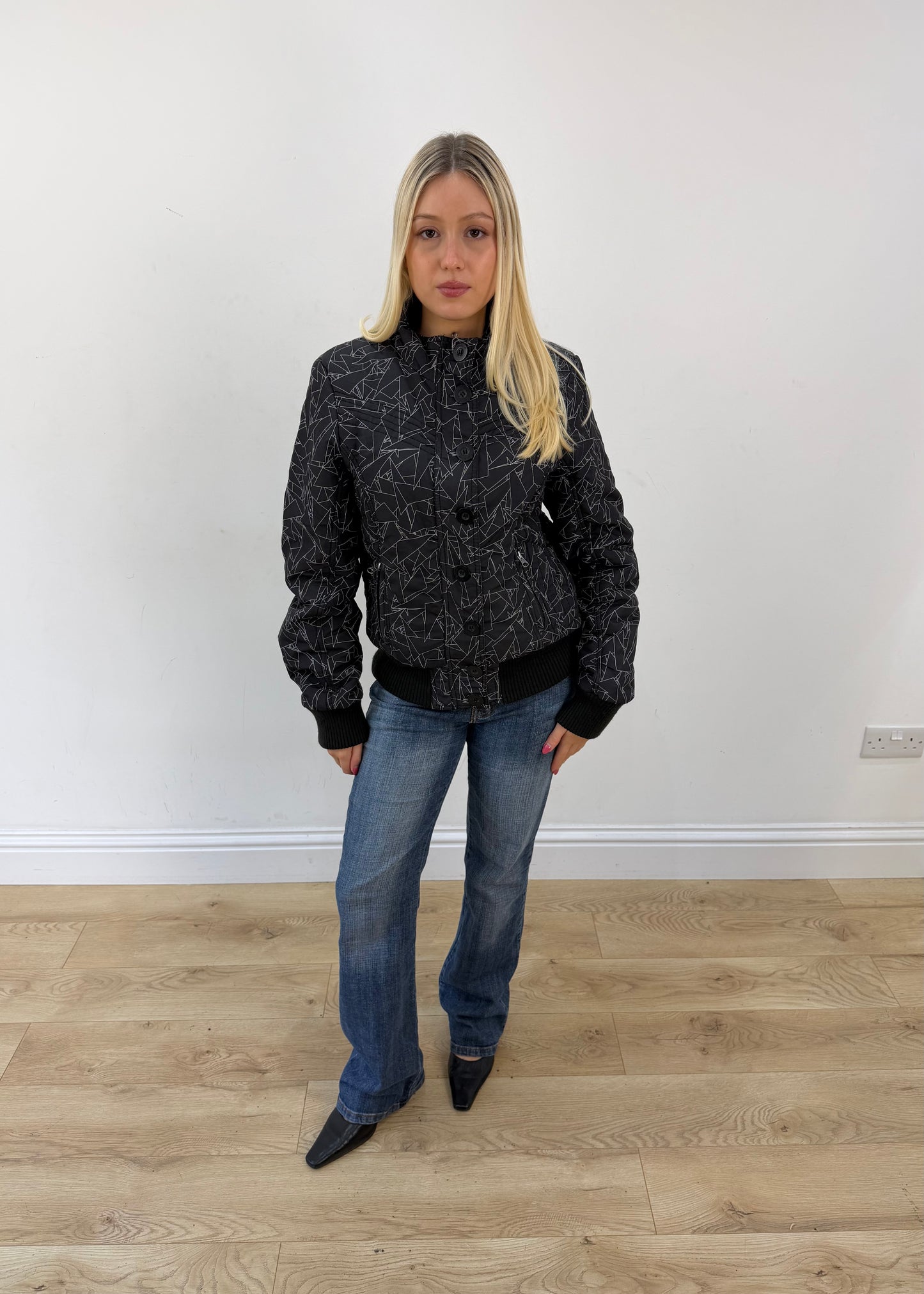 small black fishbone patterned jacket 1