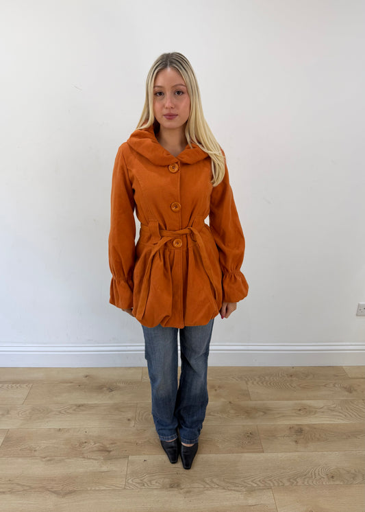 medium orange belted coat 1