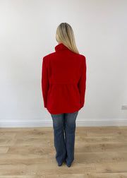 medium red benetton double breasted coat image 7