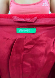 medium red benetton double breasted coat image 8