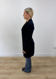medium navy klandestine velvet long blazer 5