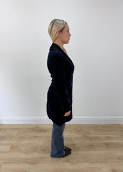 medium navy klandestine velvet long blazer 6