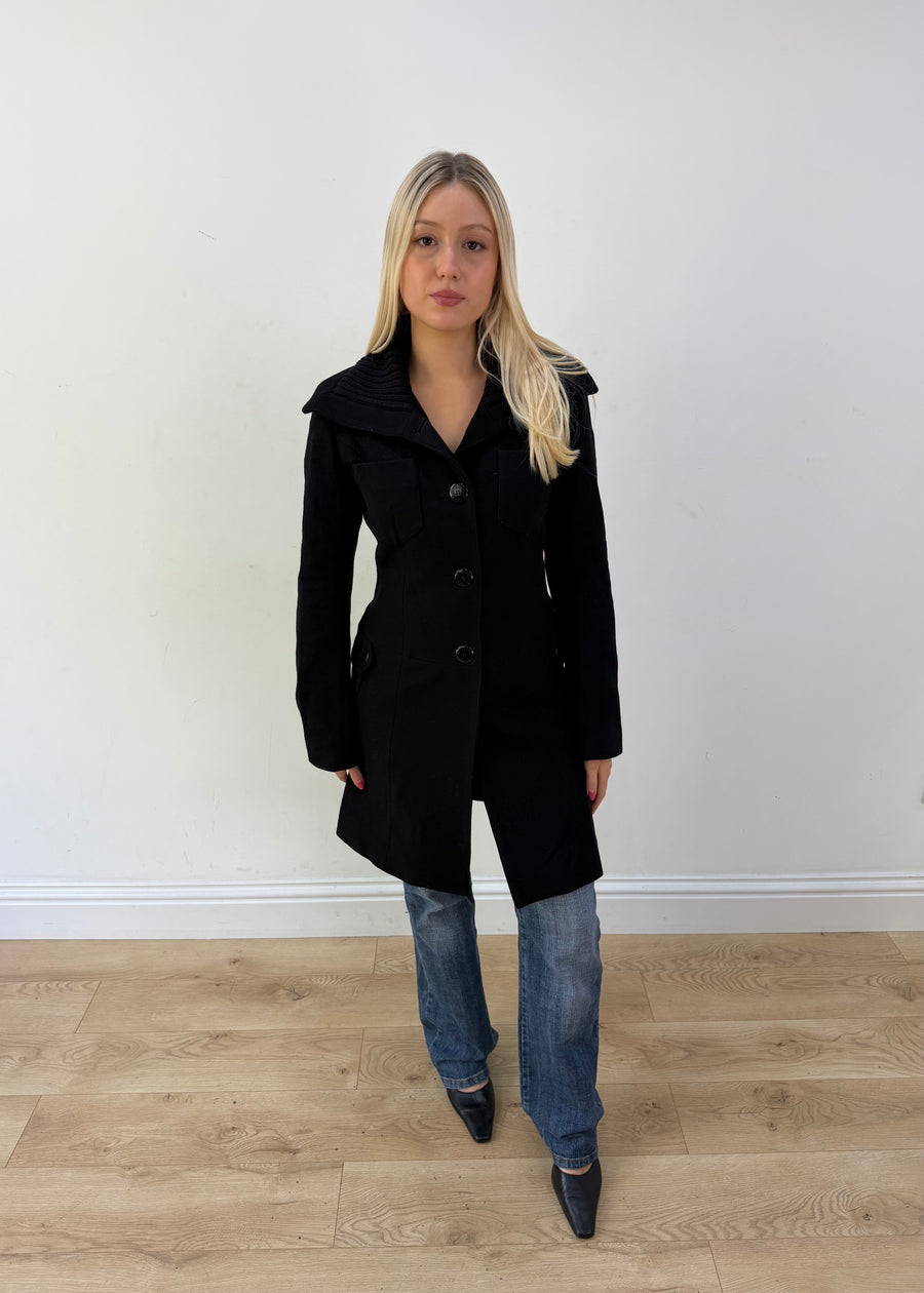 small black patrizia pepe structured coat 1