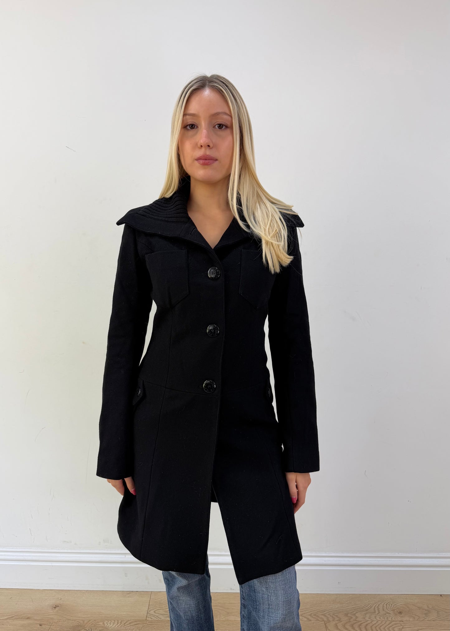 small black patrizia pepe structured coat 3