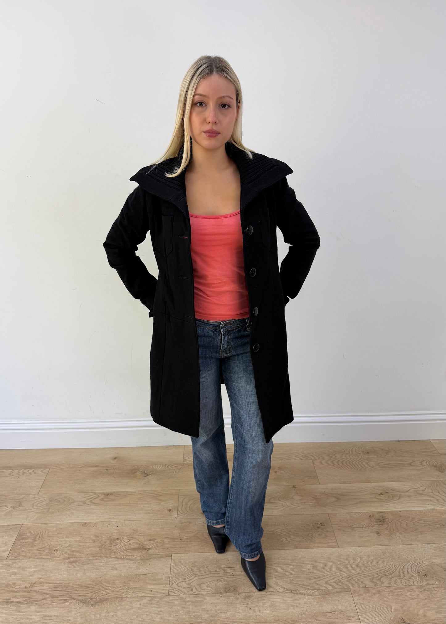 small black patrizia pepe structured coat 4