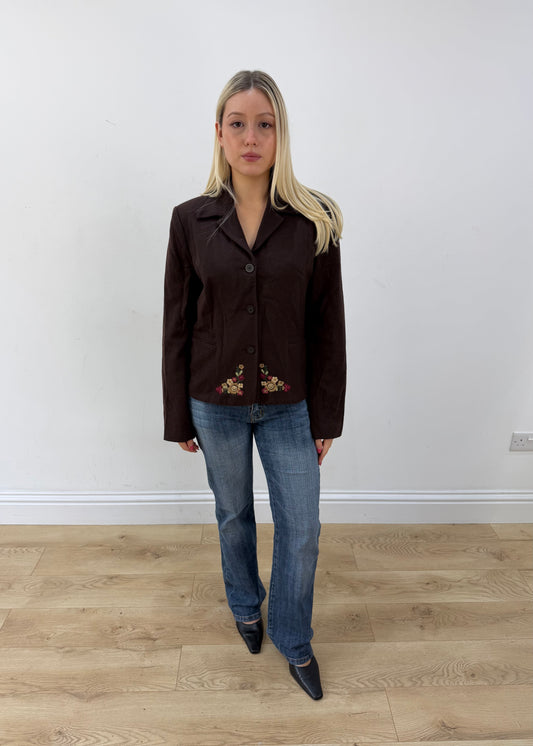 medium brown embroidered blazer 1