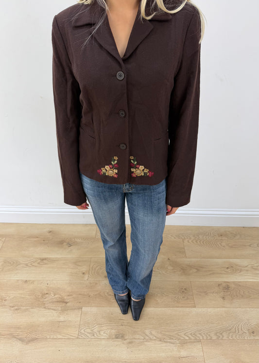 medium brown embroidered blazer 2