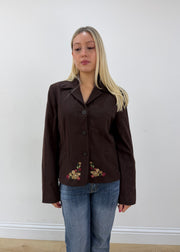 medium brown embroidered blazer 3