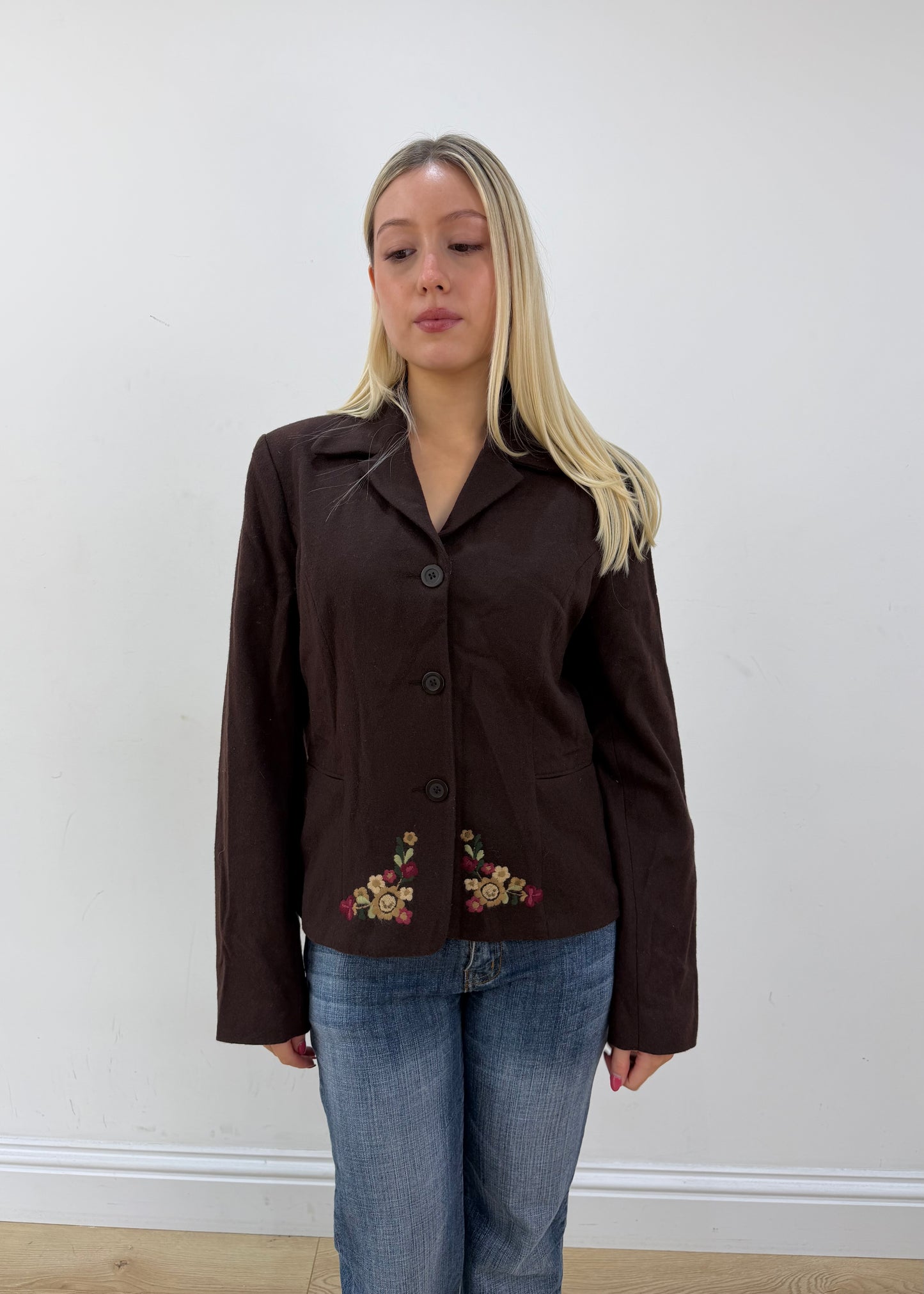 medium brown embroidered blazer 3