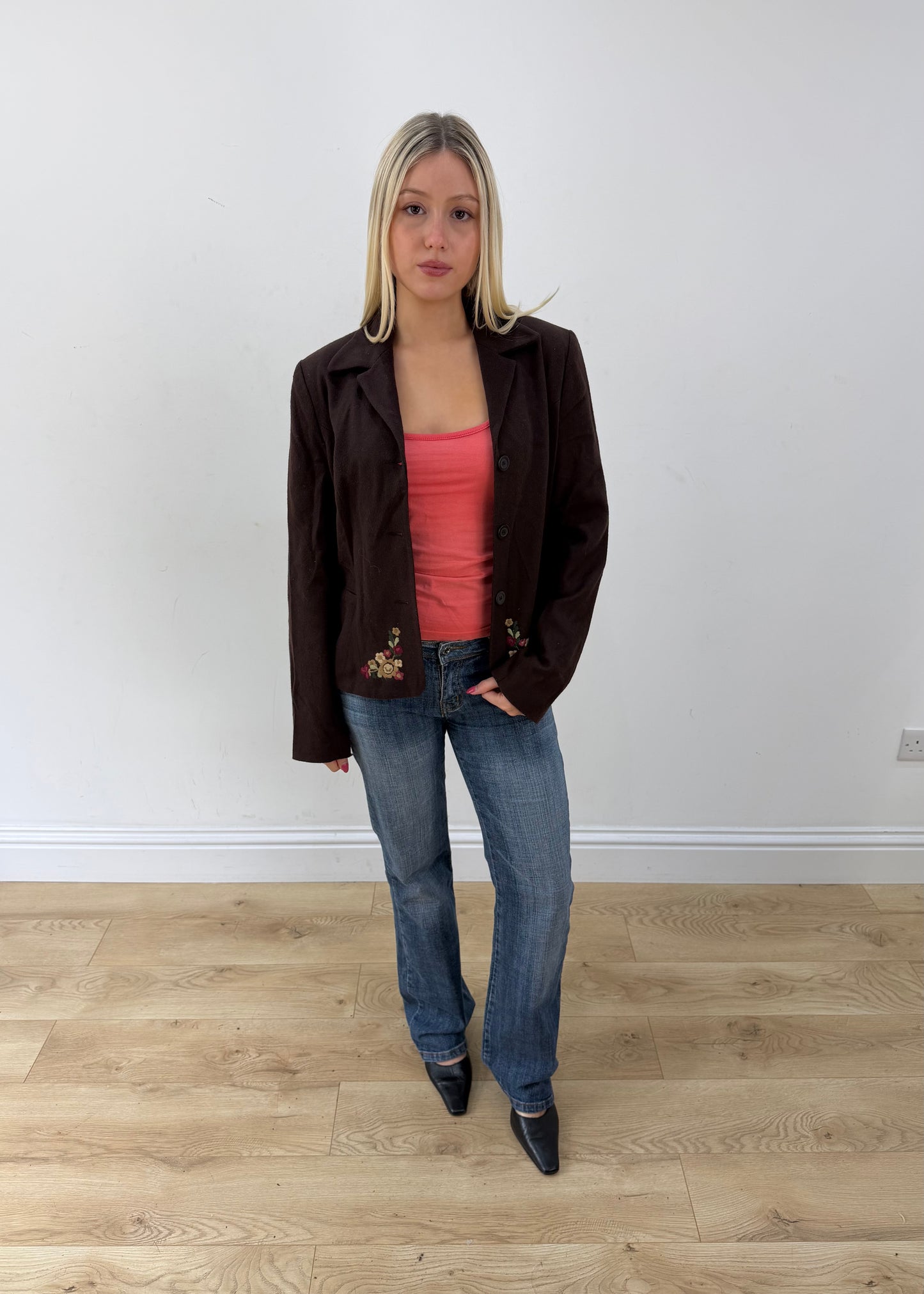 medium brown embroidered blazer 4