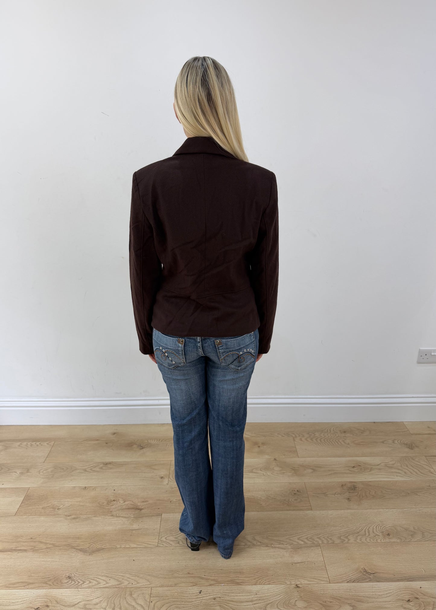 medium brown embroidered blazer 7