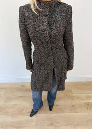 small grey etic herringbone long coat image 2