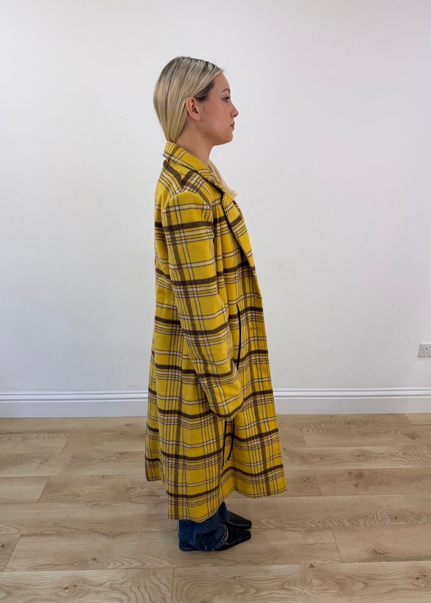 medium yellow plaid long coat 8