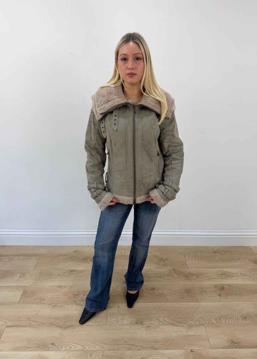 large grey alcott shearling style jacket image 1