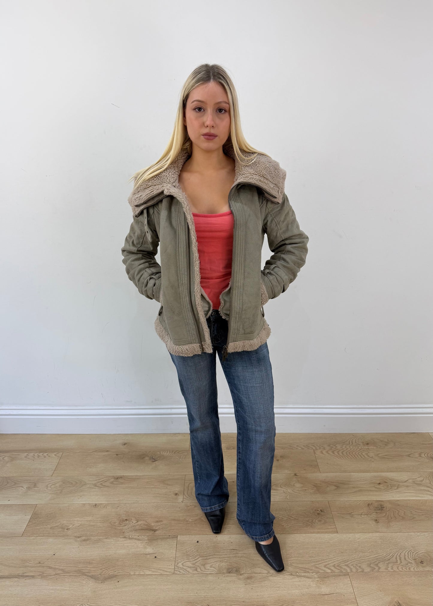 large grey alcott shearling style jacket image 4