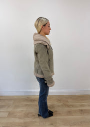 large grey alcott shearling style jacket image 6