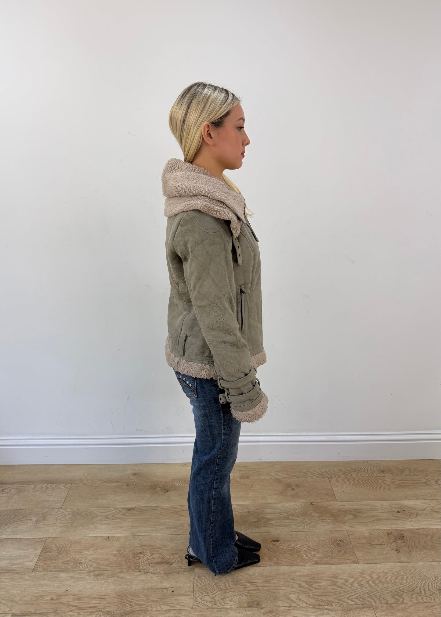 large grey alcott shearling style jacket image 6