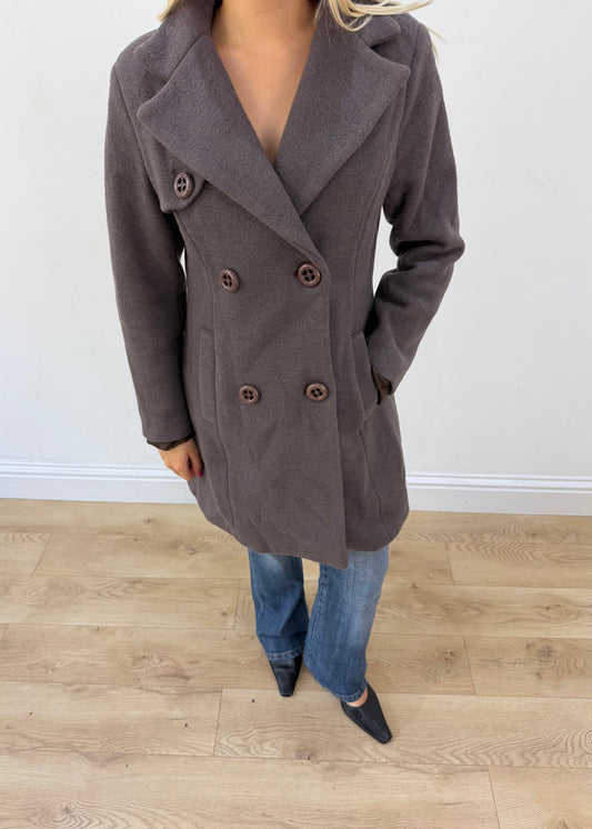 medium grey double breasted short coat image 2