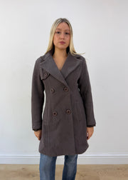 medium grey double breasted short coat image 3