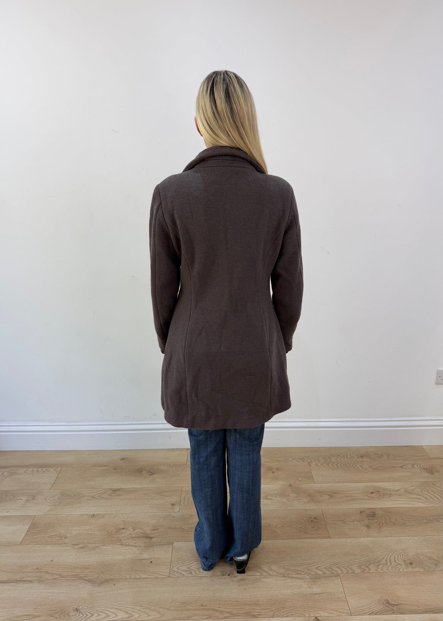 medium grey double breasted short coat image 6