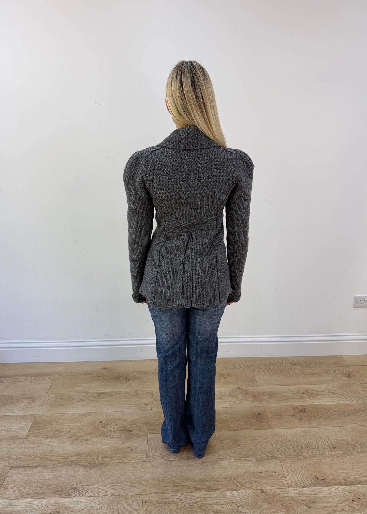 medium grey sisley textured fitted zip jacket image 7