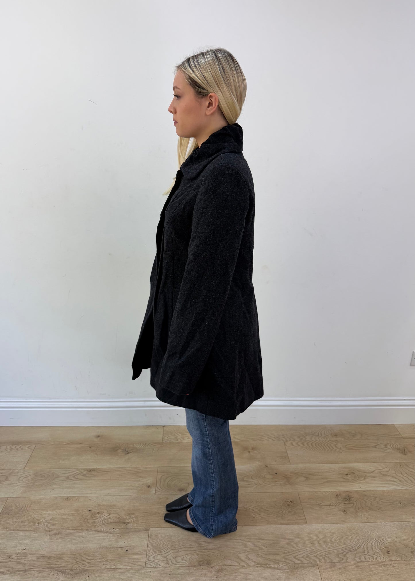 medium black motivi long coat image 5