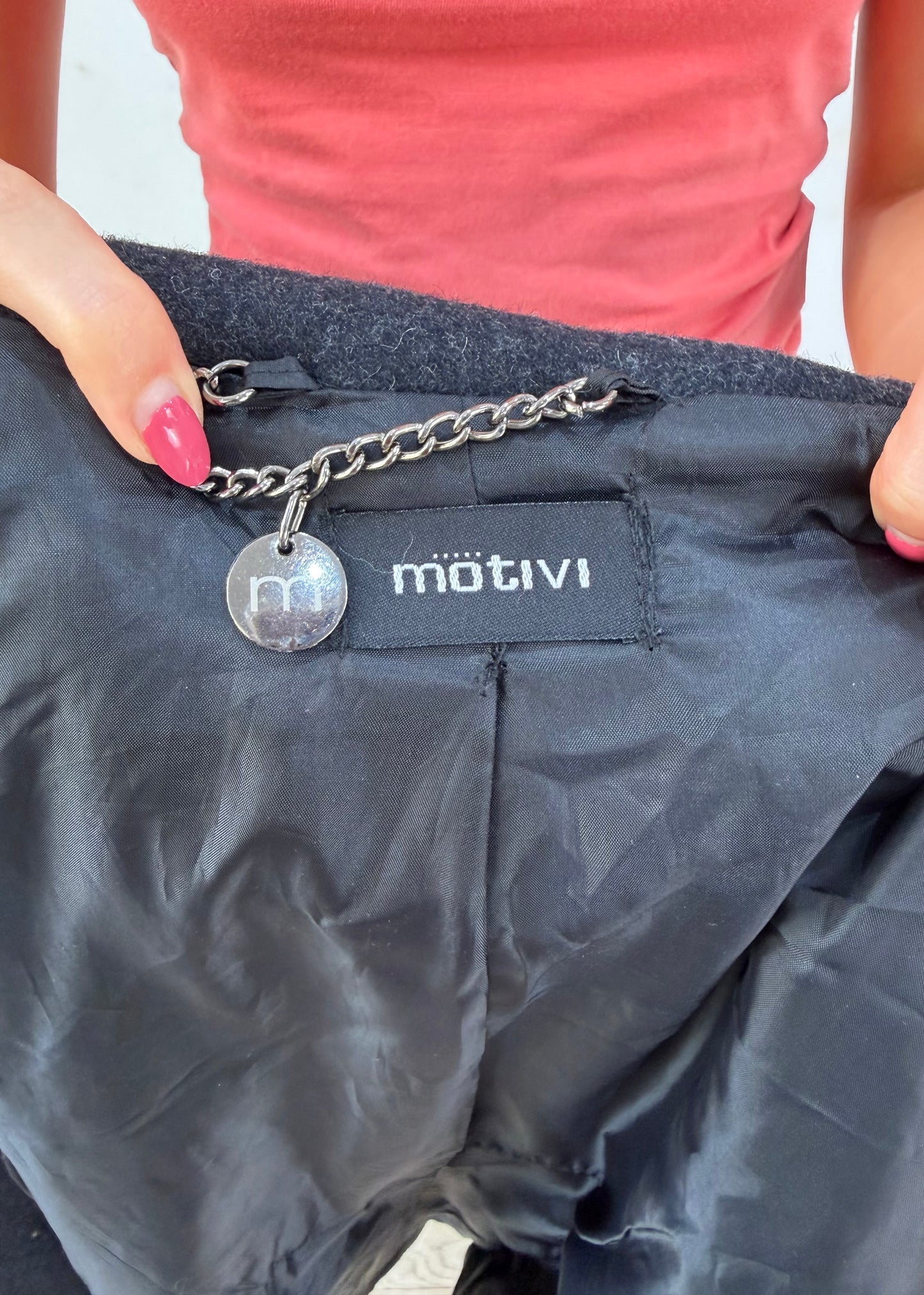 medium black motivi long coat image 8