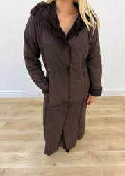 medium dark brown esisto hooded long coat 2