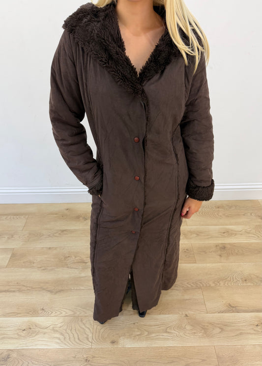 medium dark brown esisto hooded long coat 2
