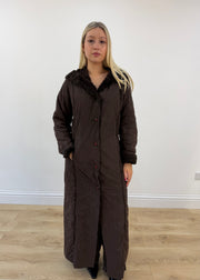 medium dark brown esisto hooded long coat 3