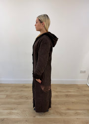 medium dark brown esisto hooded long coat 5