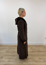 medium dark brown esisto hooded long coat 6