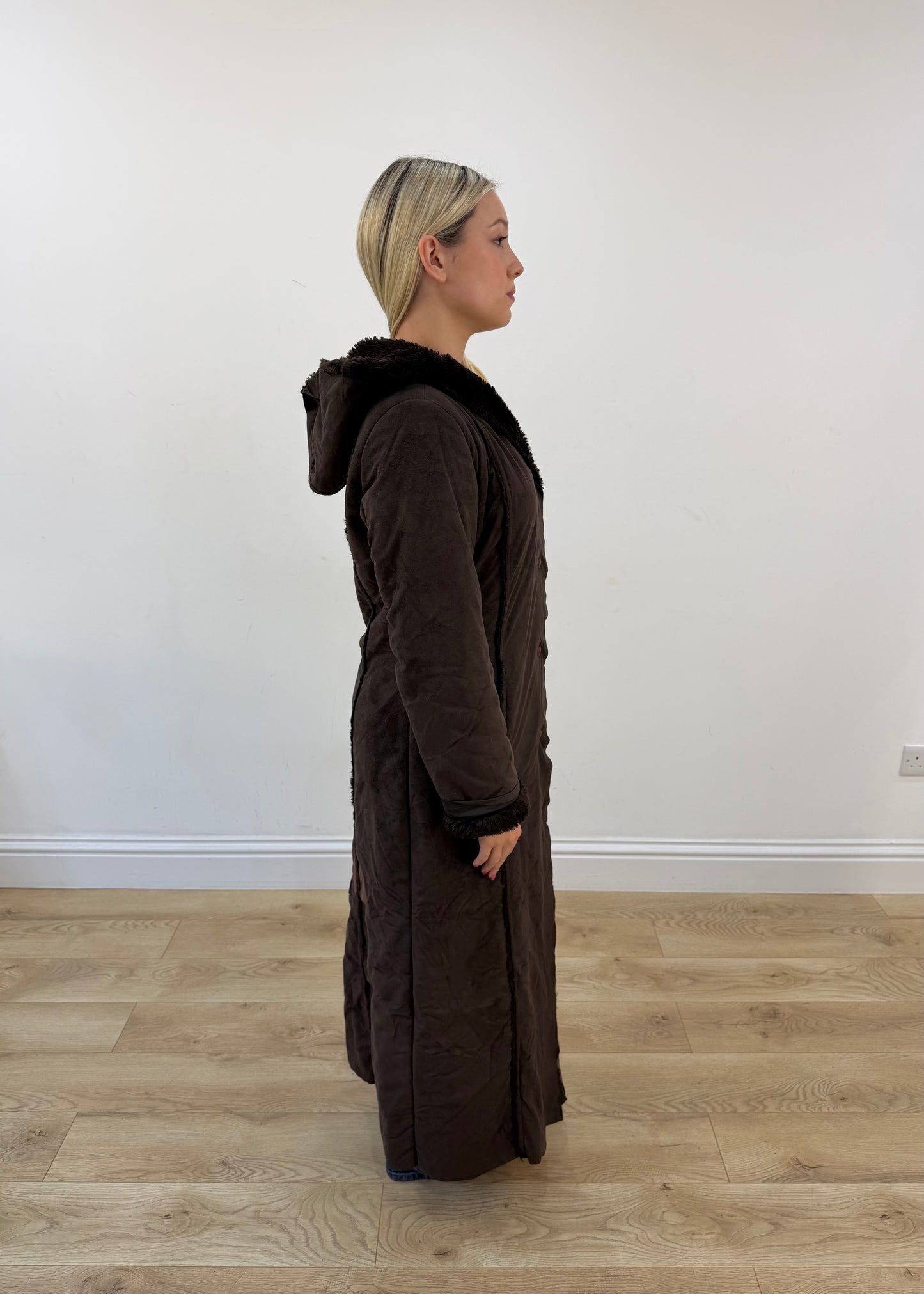 medium dark brown esisto hooded long coat 6