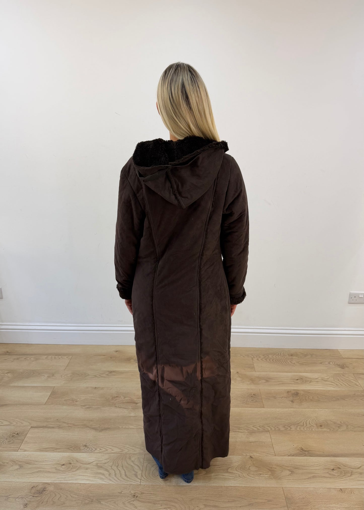 medium dark brown esisto hooded long coat 7
