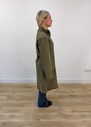 medium khaki sisley long coat other side