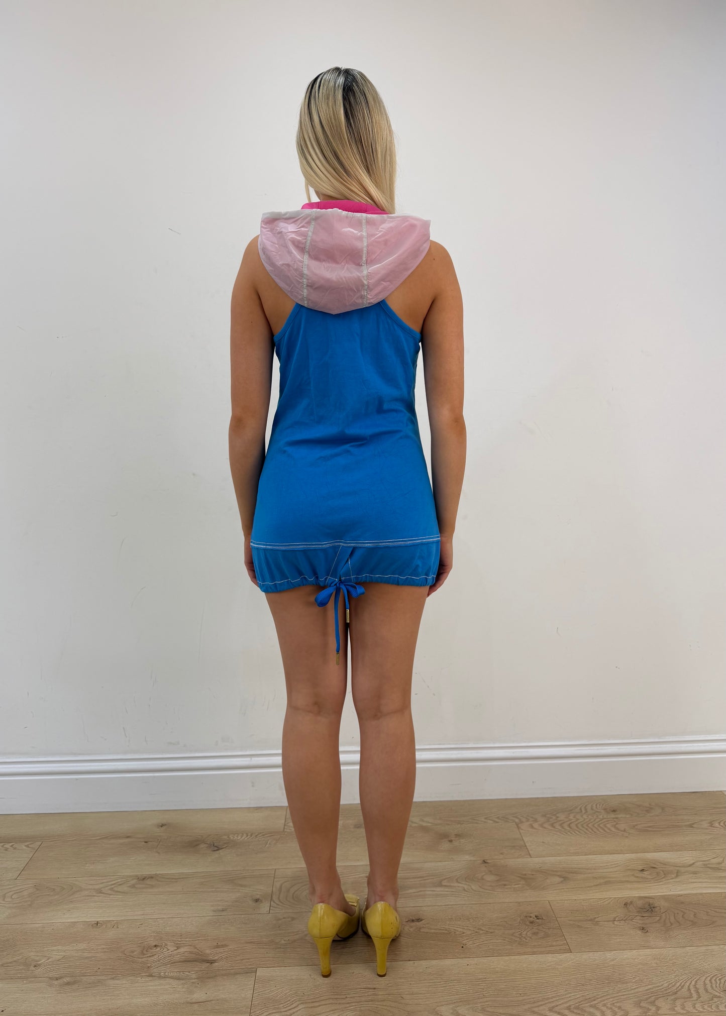 small blue nike zip up playsuit