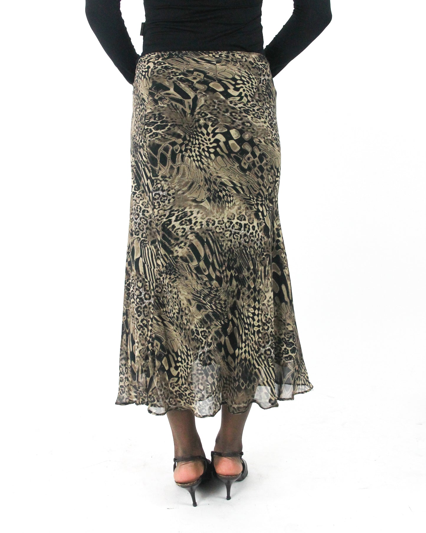 office siren | small beige and black animal-print mesh midi skirt — final ecom crop